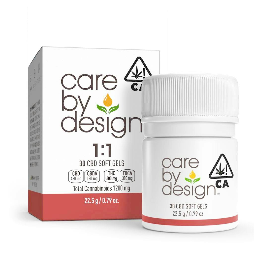 Care by Design - 1:1 Soft Gels (30 Count) (600mg CBD:THC)